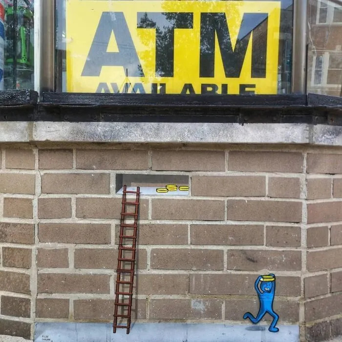 35 Divertidas obras de arte urbano incorporadas a las calles de París, por OakOak
