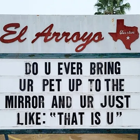 43 Divertidos letreros del legendario restaurante tex-mex "El Arroyo"