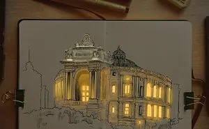 Artist Creates Architectural Drawings Using Pen and Ink And They Look As If They’re Illuminated With Real Lights (12 Pics)