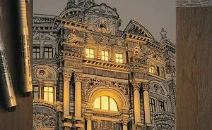 Artist Creates Architectural Drawings Using Pen and Ink And They Look As If They’re Illuminated With Real Lights (12 Pics)