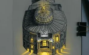 Artist Creates Architectural Drawings Using Pen and Ink And They Look As If They’re Illuminated With Real Lights (12 Pics)