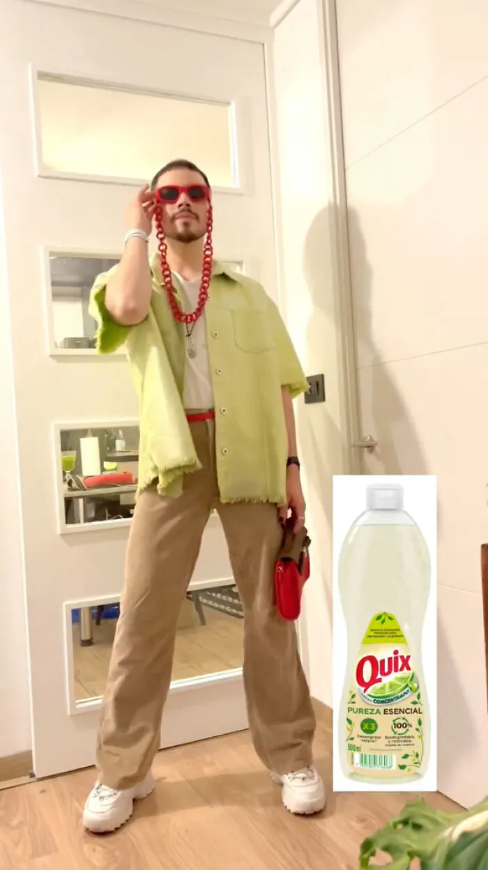 This Designer Goes Viral For Creating Outfits Based On Foods, Drinks, And Cleaning Products (16 Pics)