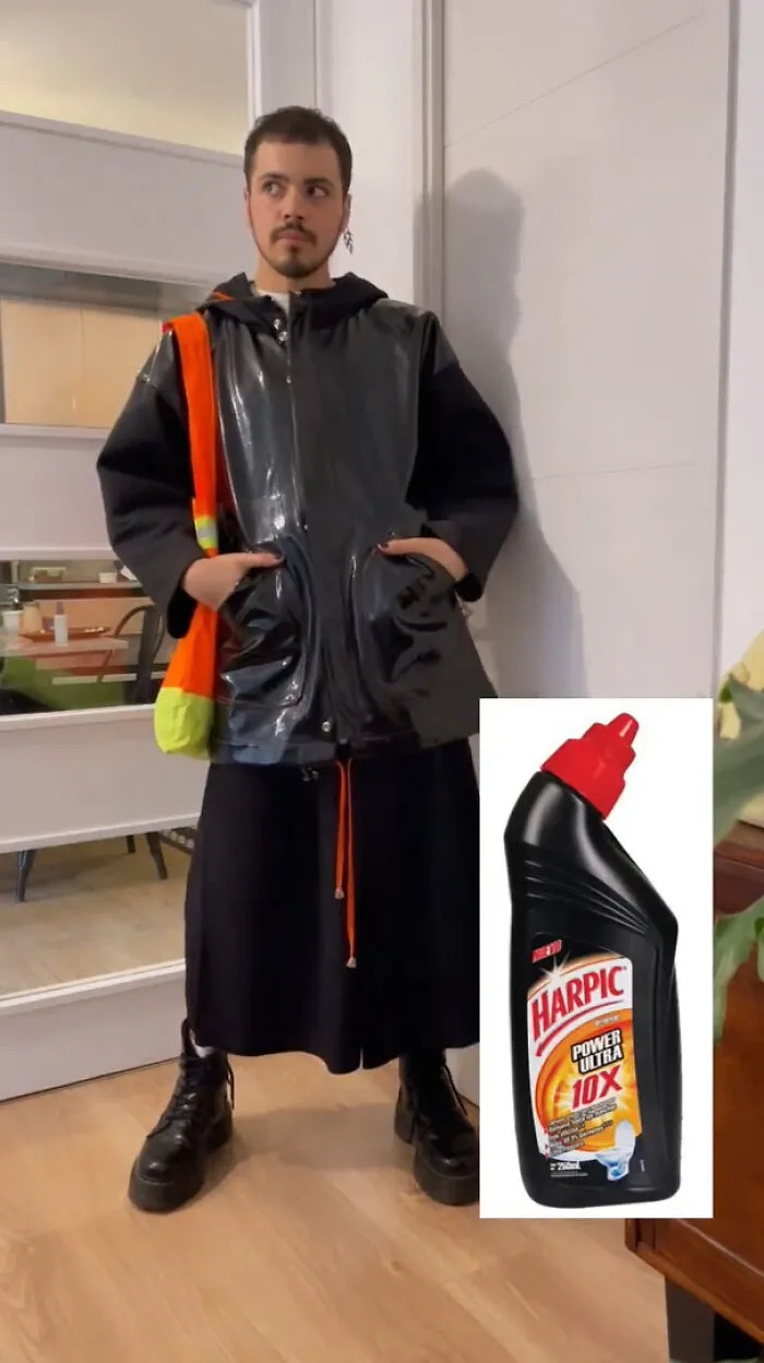 This Designer Goes Viral For Creating Outfits Based On Foods, Drinks, And Cleaning Products (16 Pics)