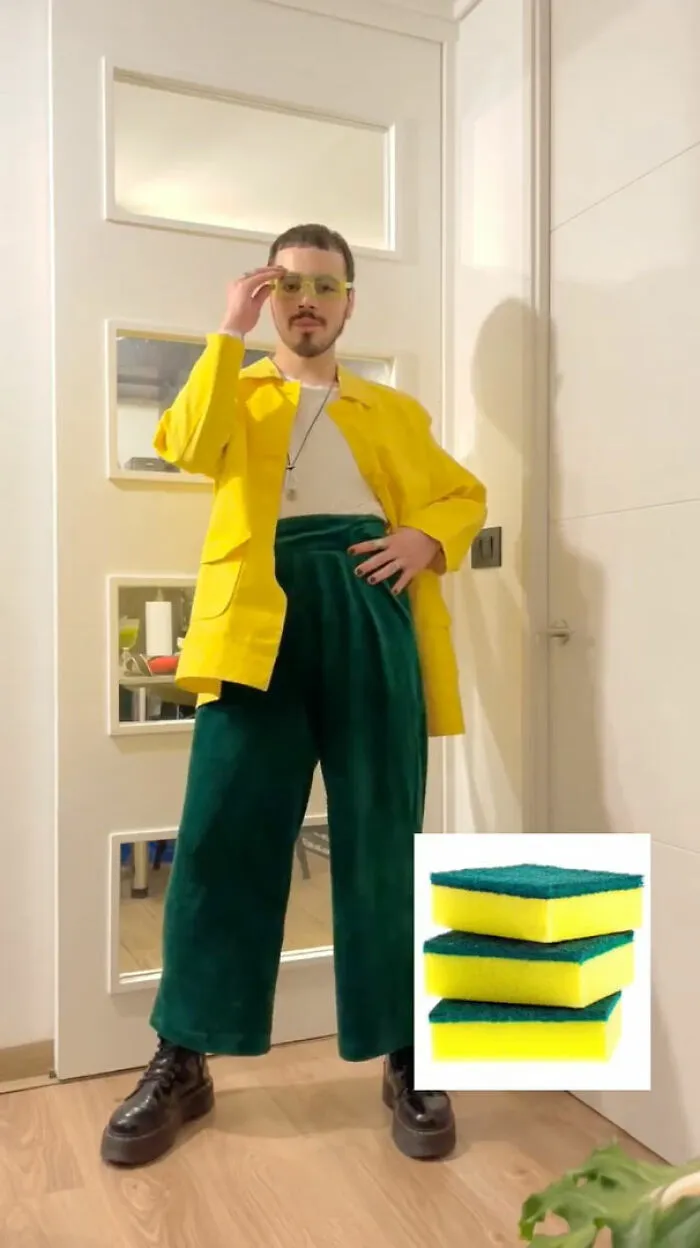 This Designer Goes Viral For Creating Outfits Based On Foods, Drinks, And Cleaning Products (16 Pics)