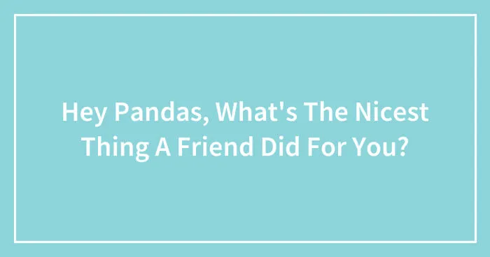 Hey Pandas, What's The Nicest Thing A Friend Did For You? (Closed)