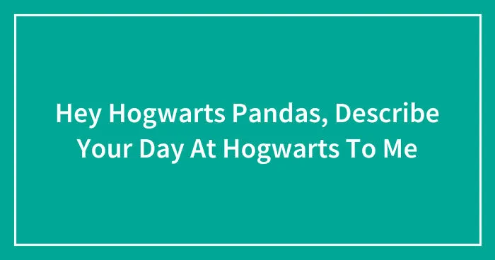 Hey Hogwarts Pandas, Describe Your Day At Hogwarts To Me (Closed)
