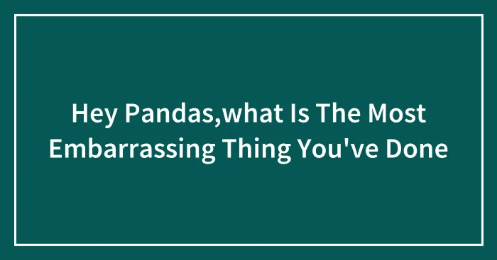Hey Pandas,what Is The Most Embarrassing Thing You've Done