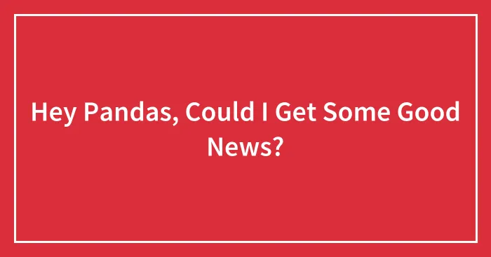 Hey Pandas, Could I Get Some Good News? (Closed)