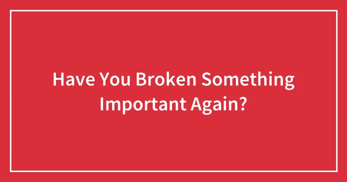 Have You Broken Something Important Again?