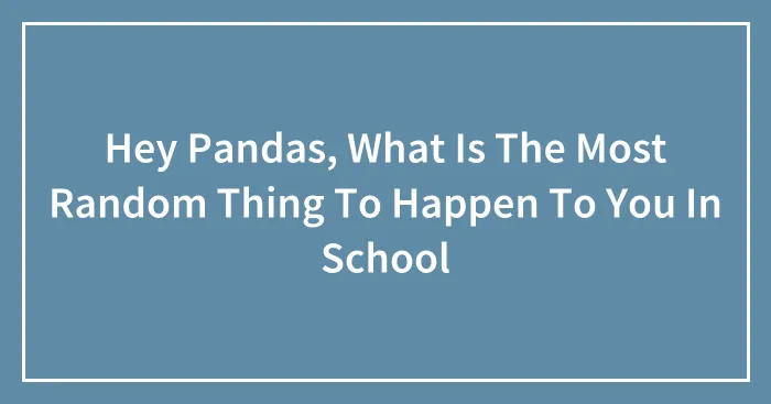 Hey Pandas, What Is The Most Random Thing To Happen To You In School