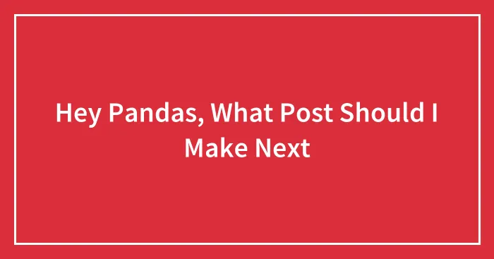 Hey Pandas, What Post Should I Make Next