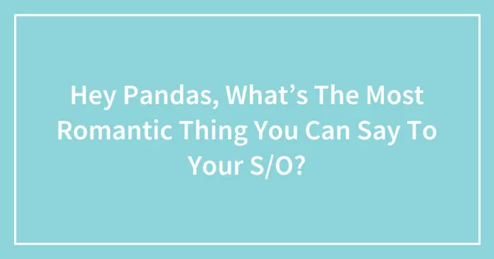 Hey Pandas, What’s The Most Romantic Thing You Can Say To Your S/O? (Closed)