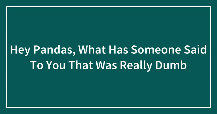 Hey Pandas, What Has Someone Said To You That Was Really Dumb