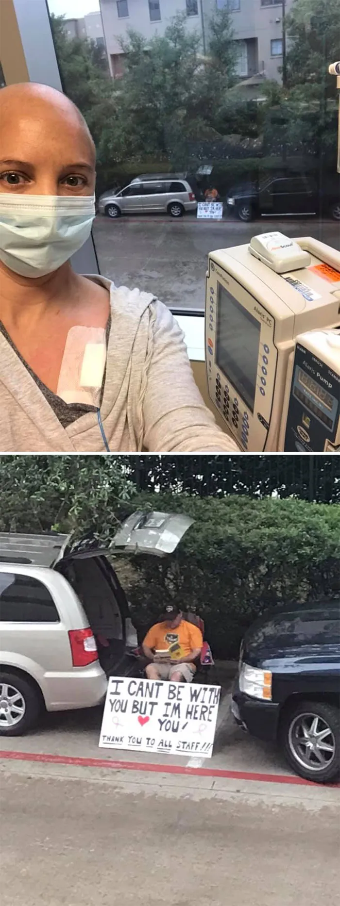 Quarantine Doesn’t Stop Husband From Supporting His Wife During Her Chemo Treatments