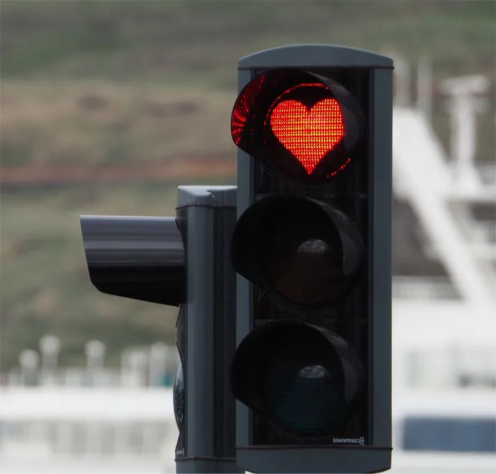 In The Town Of Akureyri Traffic Lights Have Red Hearts Instead Of Red Circles
