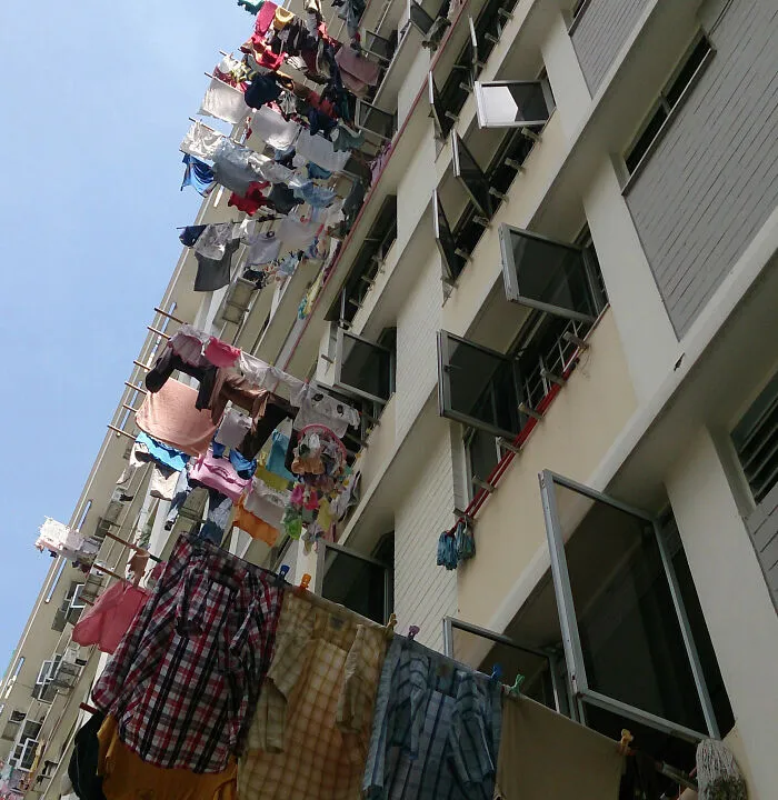 Bamboo Poles Are Used As Drying Rails In Singapore