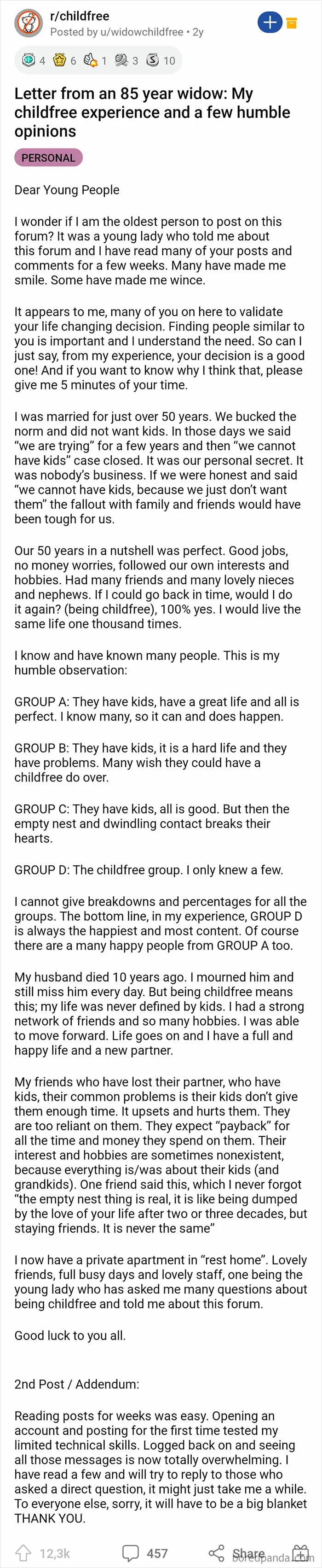 Letter From An 85 Year Widow: My Childfree Experience And A Few Humble Opinions