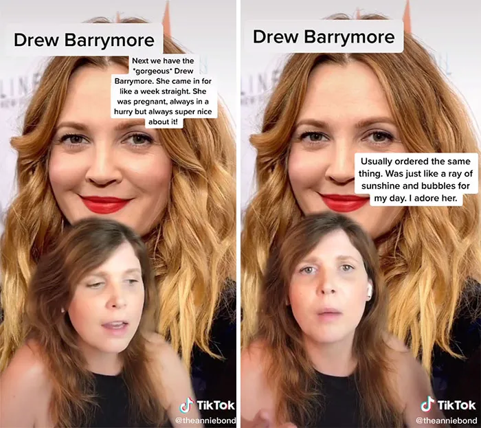 Drew Barrymore - Descrita por una camarera