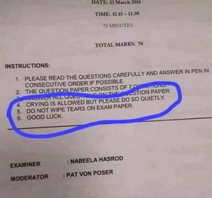 New Test Instructions