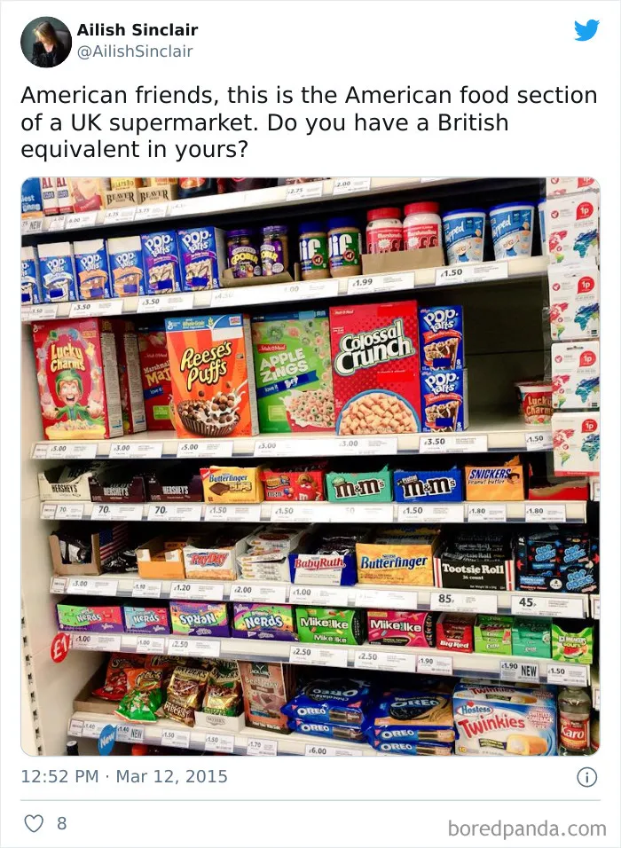 What The "American Food" Section Looks Like In Different Countries