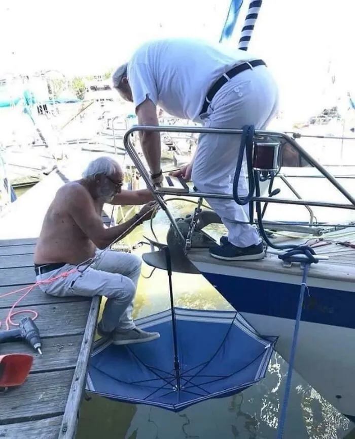 An Upside Down Umbrella Keeps All Your Tools And Fittings From The Bottom Of The Ocean