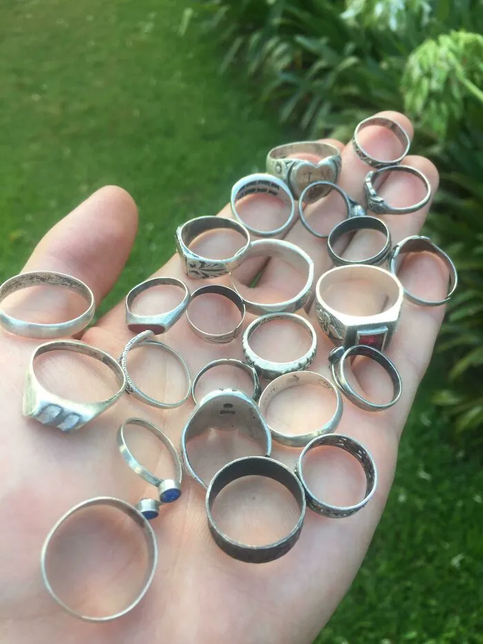 All My Silver Rings Found In 2019, Dated From 1900 To 2019