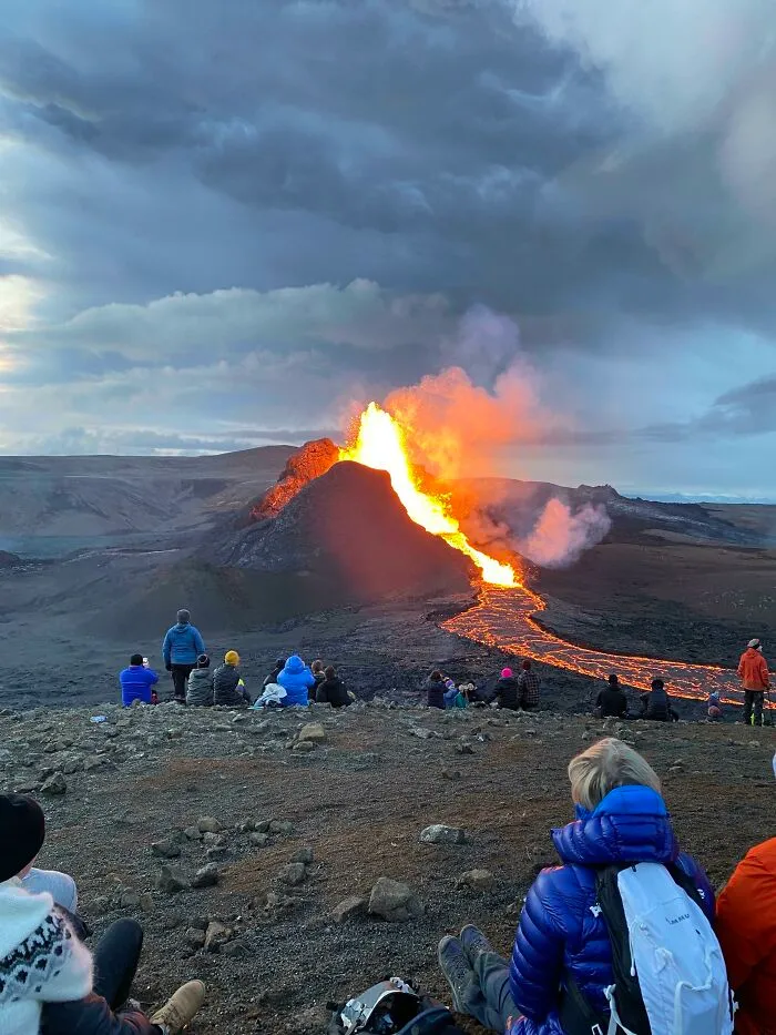 Went To See A Volcano That Is Only A Couple Of Kilometres Away From My Home. This Volcano Has Been Erupting For The Past Months In Iceland