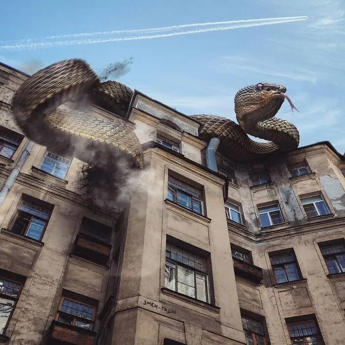30 Unexpected Photo Manipulations Of Russian Streets Filled With Gigantic Animals By Vadim Solovyev (New Pics)