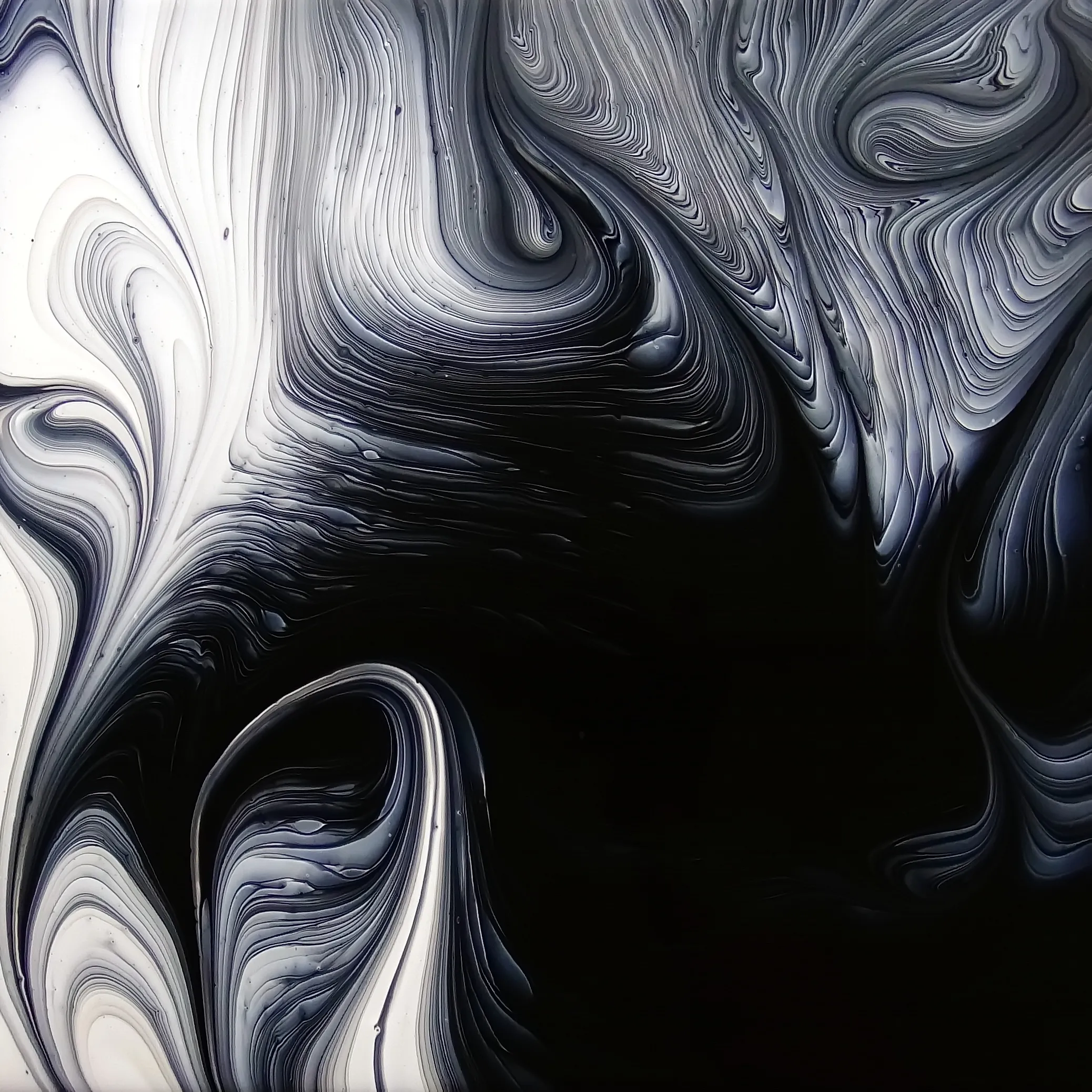 Black & White ~ Painting With Split Cup And Marbles ~ Fluid Art With 2 Colours