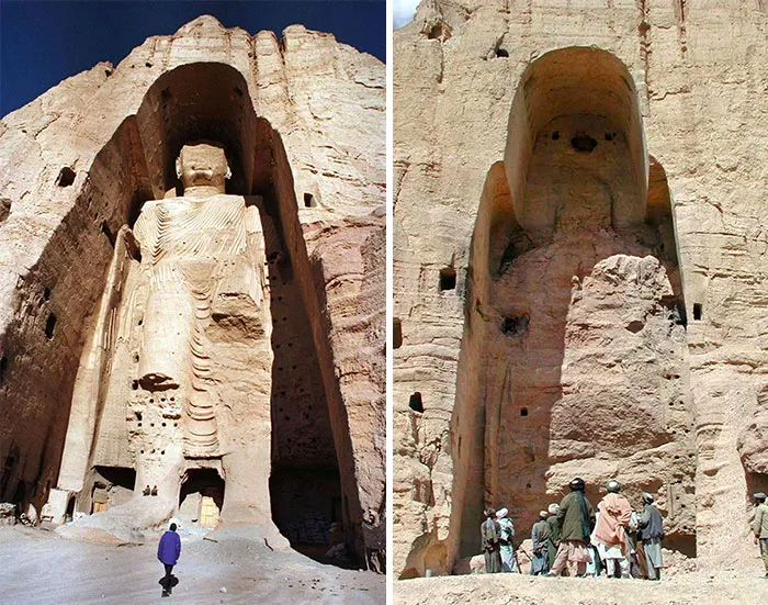Buddhas Of Bamiyan 6th-Century,the Statues Were Blown Up And Destroyed In March 2001 By The Taliban, On Orders From Leader Mullah Mohammed Omar