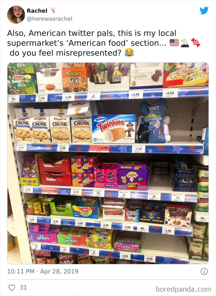 What The "American Food" Section Looks Like In Different Countries