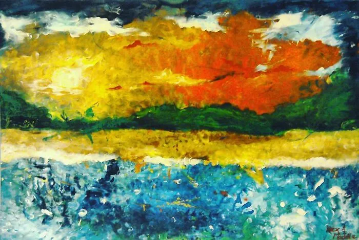 Not Mine But My 3 1/2 Year Old Son's Painting, I Did The Sun For Him