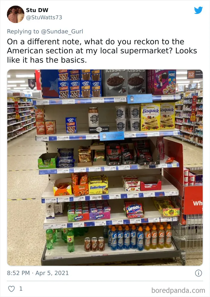 What The "American Food" Section Looks Like In Different Countries
