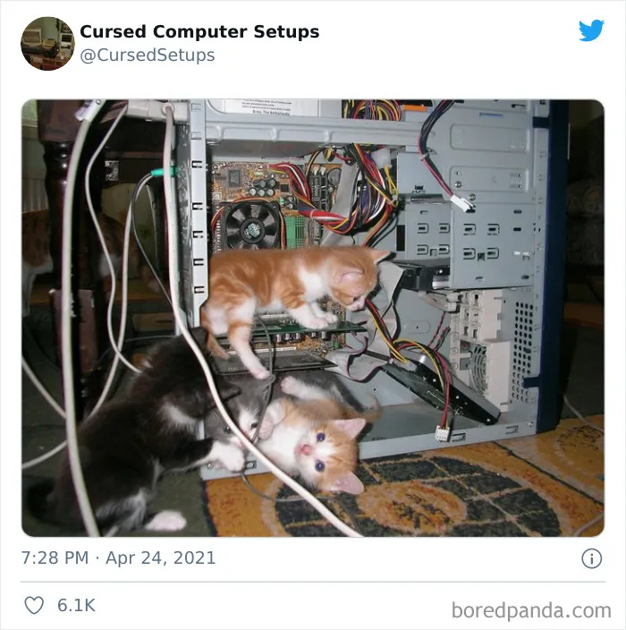 30 Times People Had Such Terrible Computer Setups, They Could Only Be Described As 'Cursed', As Shared By This Twitter Account