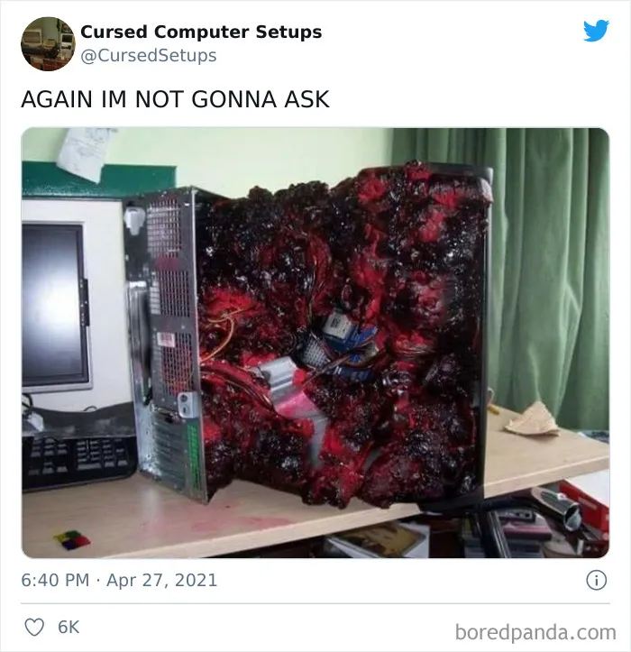 30 Times People Had Such Terrible Computer Setups, They Could Only Be Described As 'Cursed', As Shared By This Twitter Account