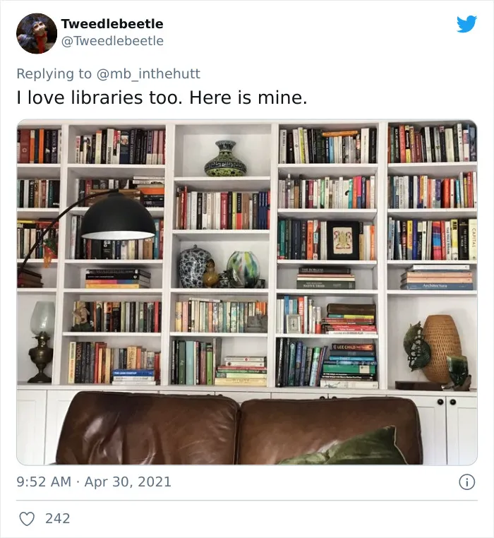 21 People Responded By Showing Their Home Libraries When A Twitter User Shared She Just Finished Hers