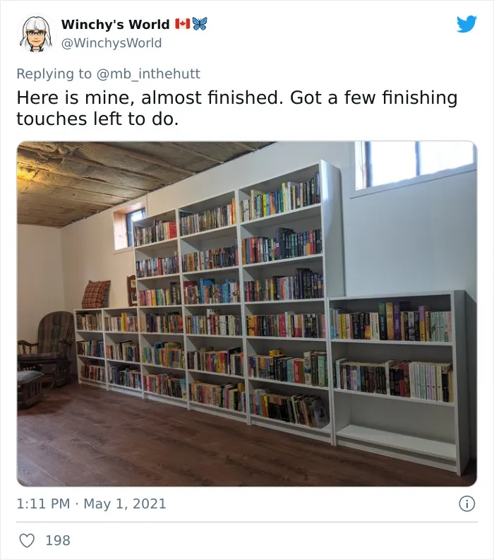 21 People Responded By Showing Their Home Libraries When A Twitter User Shared She Just Finished Hers