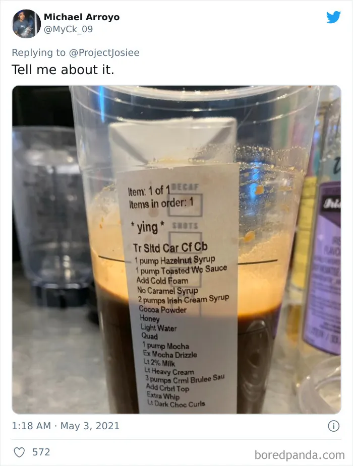 Frustrated Starbucks Baristas Are Shaming Jerk Customers Who Order Drinks That Are 'Very Extra' (30 Pics)
