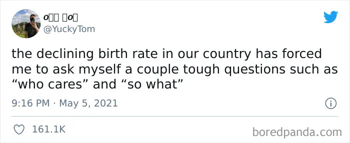 30 Honest Reasons Why People Don’t Want Kids, Tweeted In Response To The News That The US Birth Rate Continues To Plummet