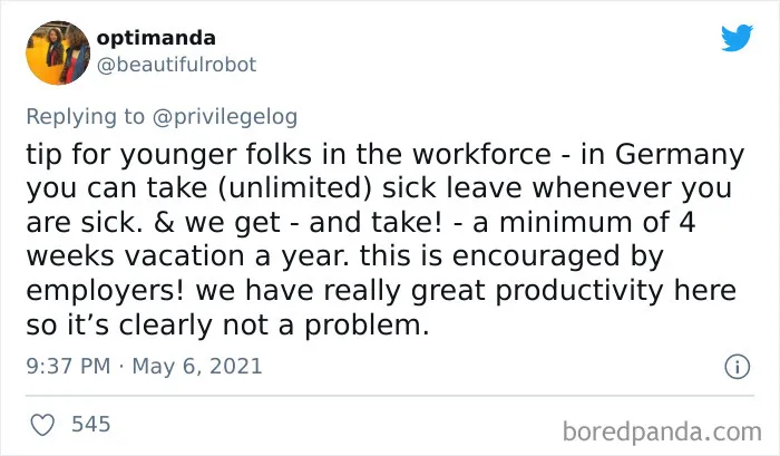Person Encourages Young People To Not Take Paid Time Off - Gets A Reality Check