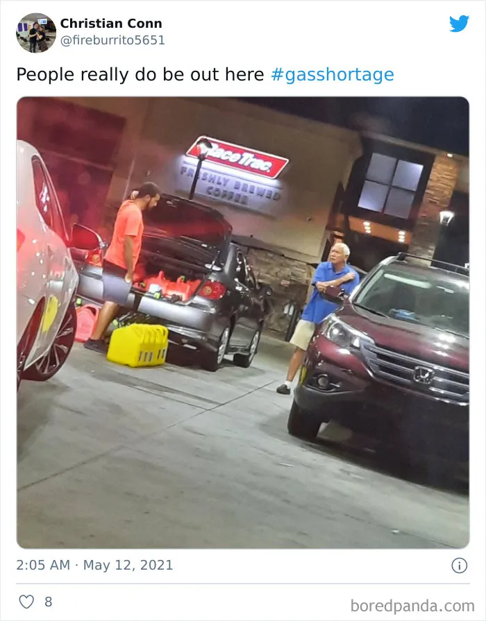 People Are Hoarding So Much Gas They Can't Fit It In Their Tiny Car