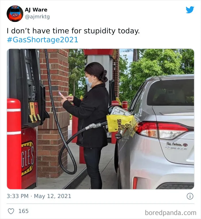 The Bag Is On The Pump Because Its Out Of Service. She Isn’t Getting Anything