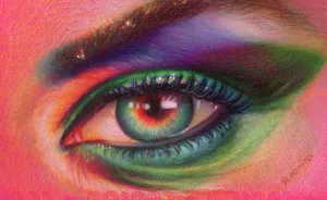 How I Draw An Eye In Colored Pencils On Colored Paper