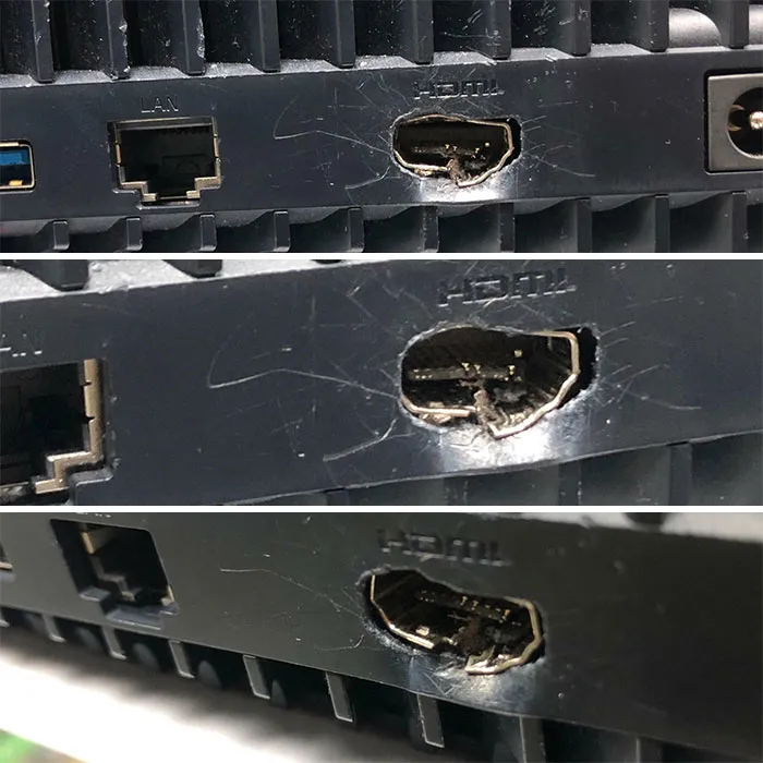 Ps5 para el reemplazo de Hdmi. El niño dijo "Empujé el cable un poco demasiado fuerte"