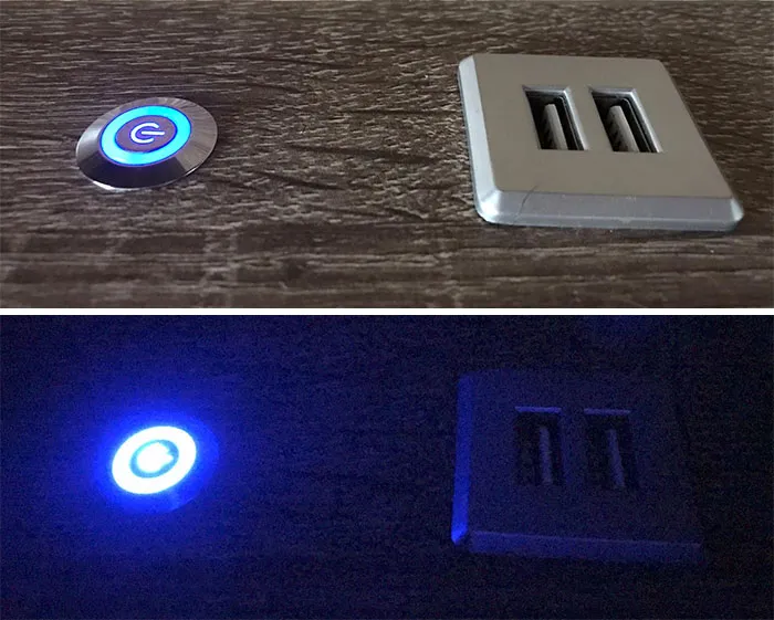 La cabecera de mi cama tiene un led constantemente encendido en el interruptor de la luz que es lo suficientemente brillante como para ver toda la habitación por la noche. Dato curioso: ¡la luz azul es la que más afecta a la capacidad de tu cerebro para dormir!