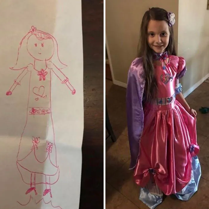 Dibujó el vestido de sus sueños y su abuela se lo hizo