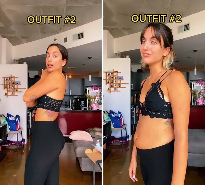 Woman Goes Viral For Her Demonstration Of How Eating Affects The Way You Look In Different Outfits
