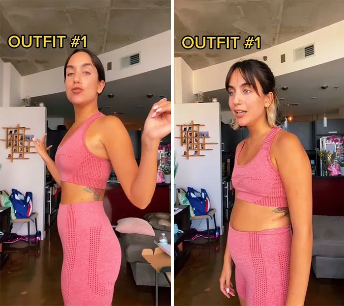Woman Goes Viral For Her Demonstration Of How Eating Affects The Way You Look In Different Outfits