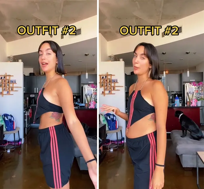 Woman Goes Viral For Her Demonstration Of How Eating Affects The Way You Look In Different Outfits