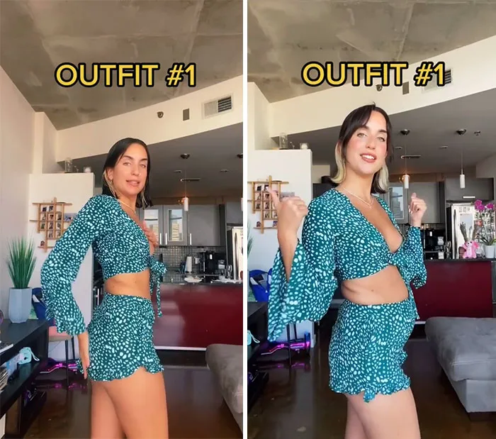 Woman Goes Viral For Her Demonstration Of How Eating Affects The Way You Look In Different Outfits
